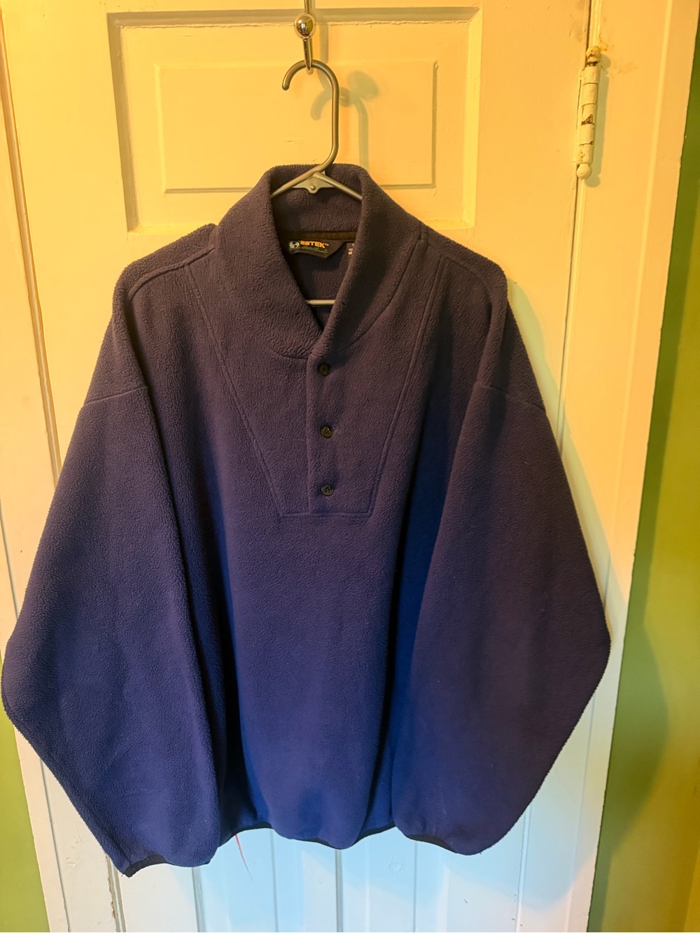 Vintage Eddie Bauer Men's Shawl Collar Fleece Pullover Sweater - Dark Blue XL